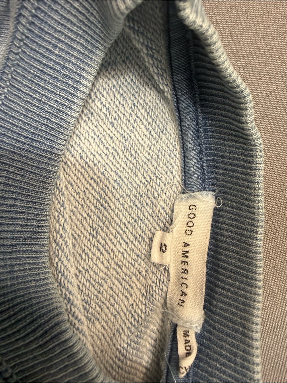 Good American Women Light Blue Crewneck Pullover Sweatshirt Long Sleeve Sz 2